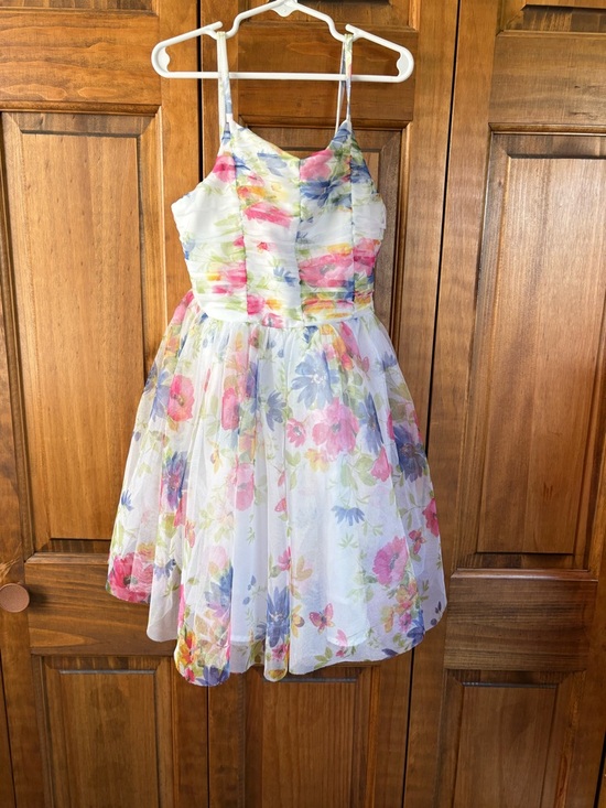 Zhenzi Other - Zenzi Girl’s Spaghetti Strap Floral Dress with a Tulle Overlay Skirt 7/8